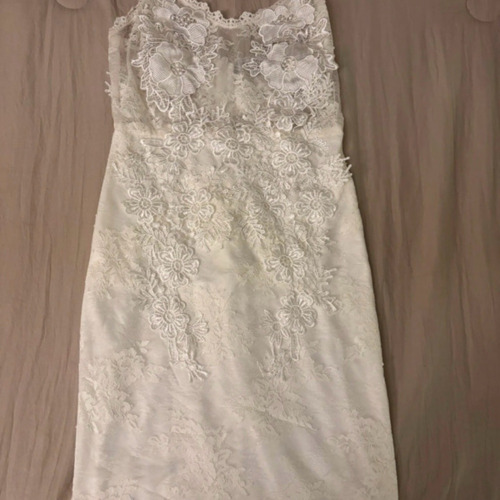 Fashion Nova Ivory Floral Lace Dress